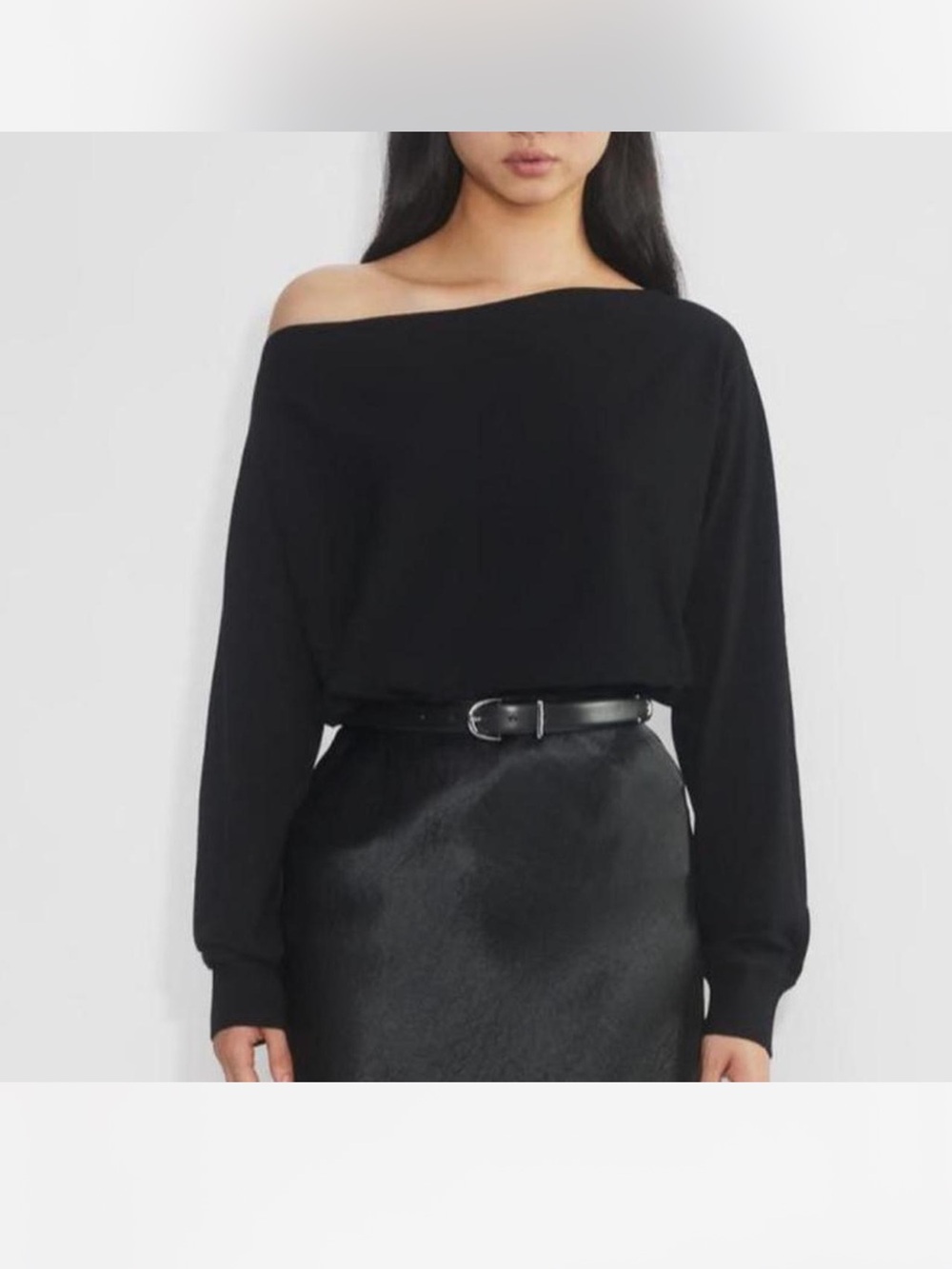 Babaton Off-the-Shoulder Black Knit Sweater